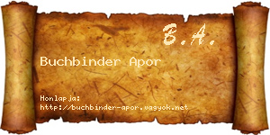 Buchbinder Apor névjegykártya